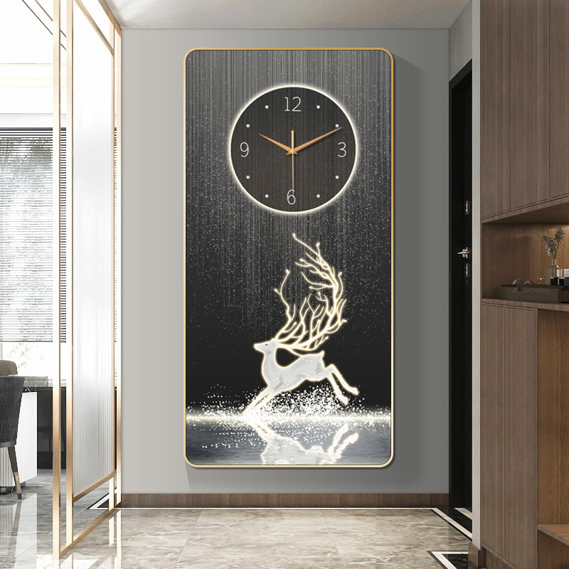 万年历2022年新款钟表挂钟客厅现代简约高端免打孔装饰画时钟挂墙