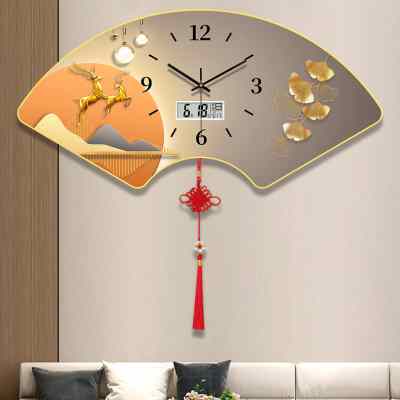 万年历2022年新款钟表挂钟客厅家用免打孔餐厅装饰画电视时钟挂墙