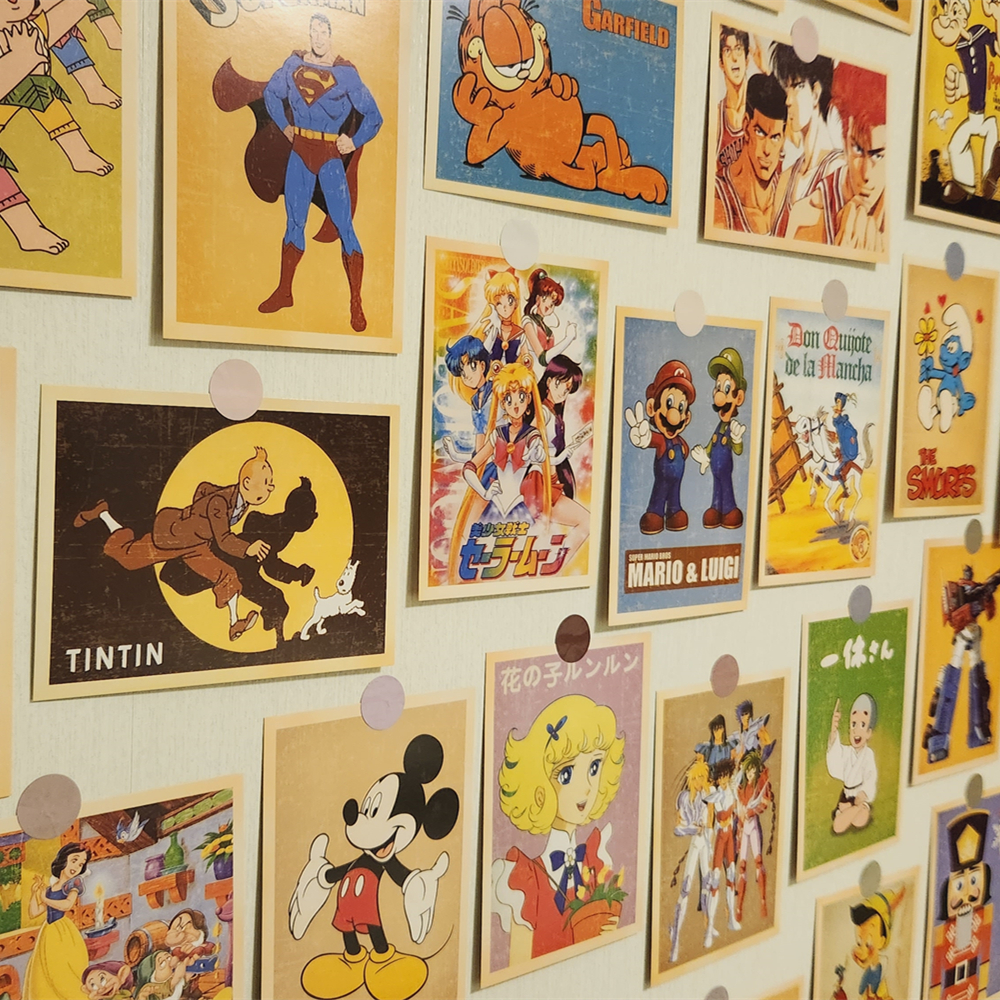 爱屋吉屋舍复古动漫卡片墙贴猫和老鼠明信片可爱怀旧卡通墙面装饰