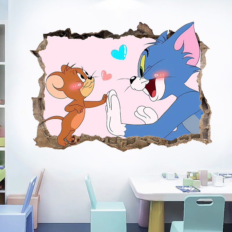 猫和老鼠卡通动漫可爱防水墙贴创意卧室客厅背景墙装饰自粘贴纸
