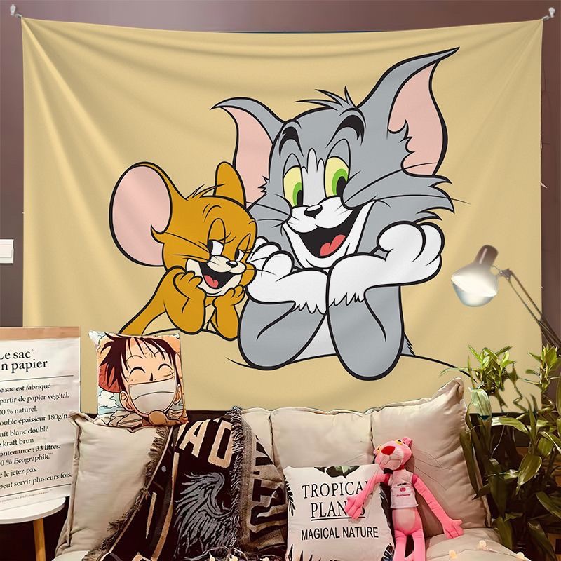 猫和老鼠卡通可爱挂布网红拍照背景布宿舍床头装饰布可定制