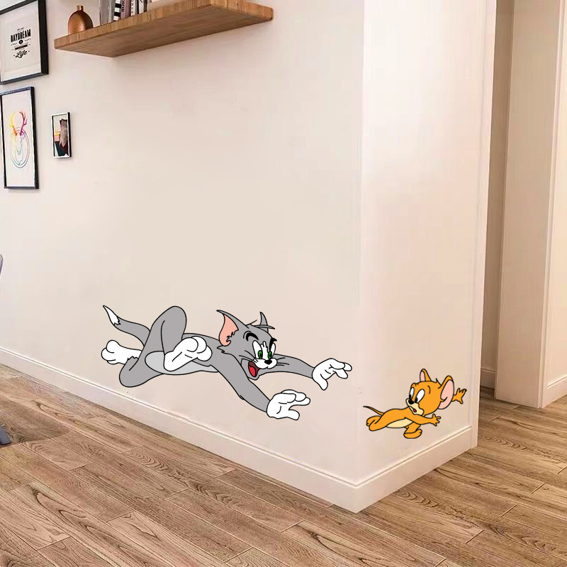 3d立体猫和老鼠墙贴纸卡通创意客厅卧室背景墙面装饰儿童房间布置