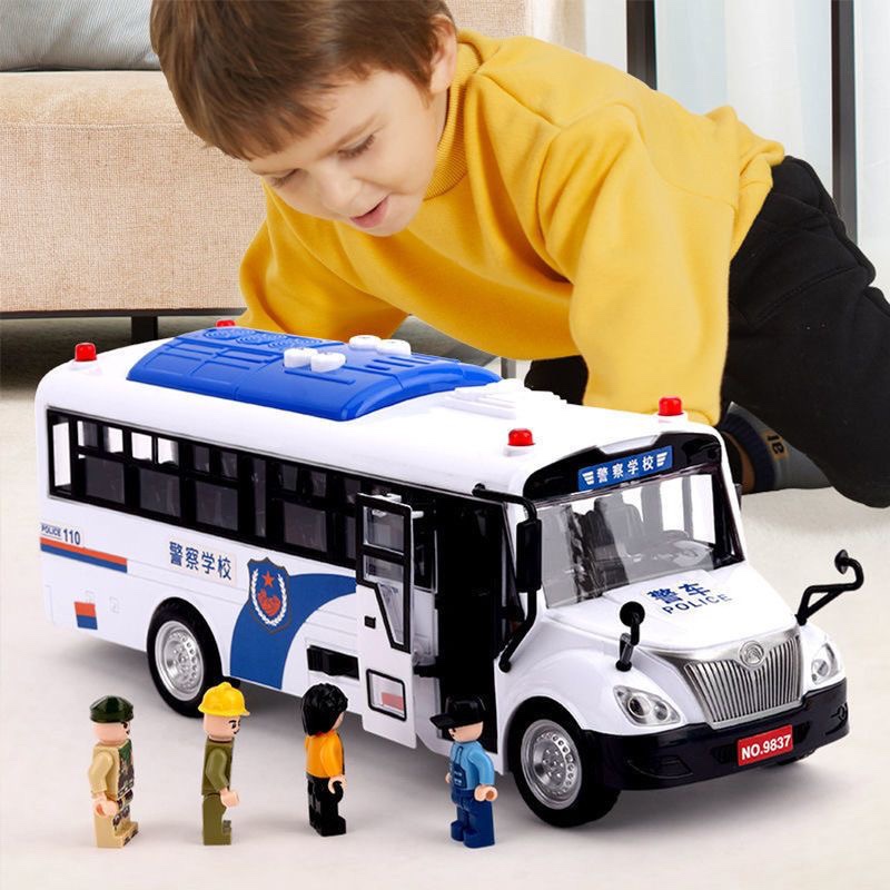 超大警车玩具公交巴士救护车模型仿真公安110小男孩儿童警察校车