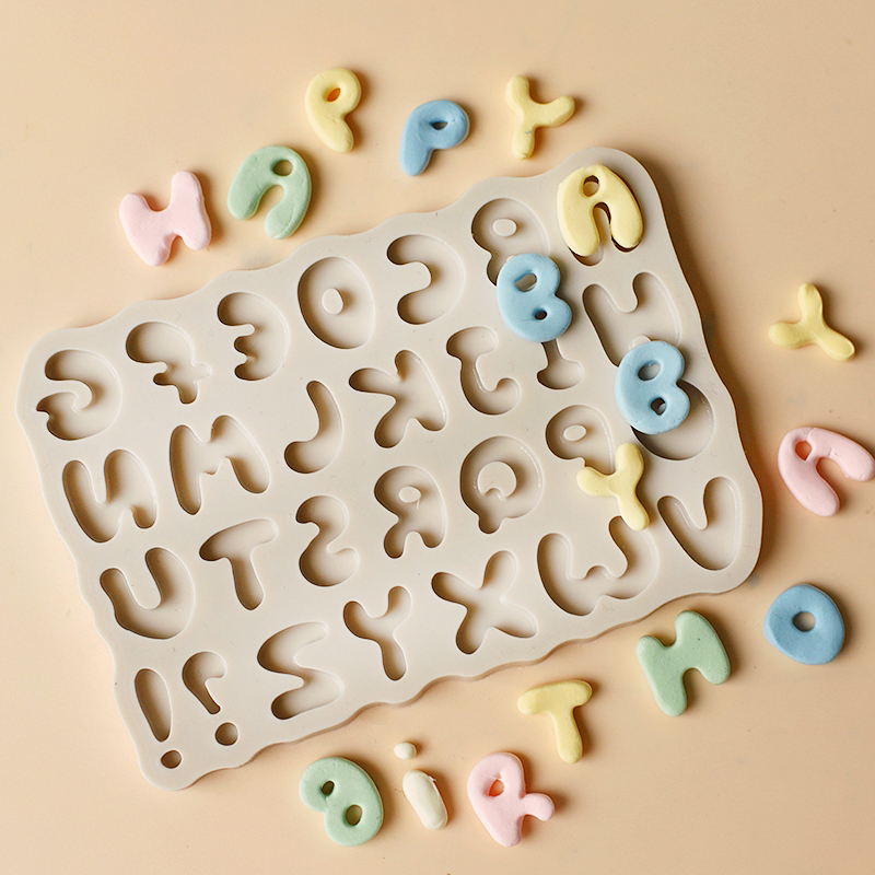立体英文艺术字母翻糖干佩斯硅胶模具儿童生日烘焙蛋糕巧克力模具
