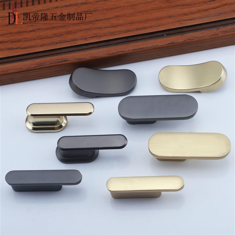 新中式整体橱柜珍珠灰拉手衣柜门柜双孔单孔门把手弧度锌合金造型