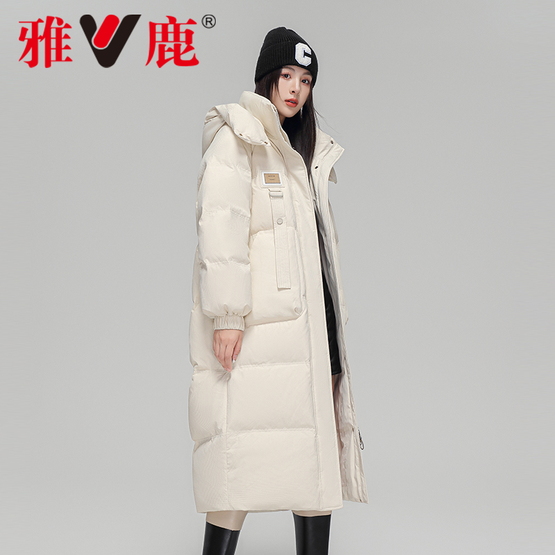 雅鹿羽绒服女冬季2024新款长款过膝时尚宽松加厚白色韩版保暖外套