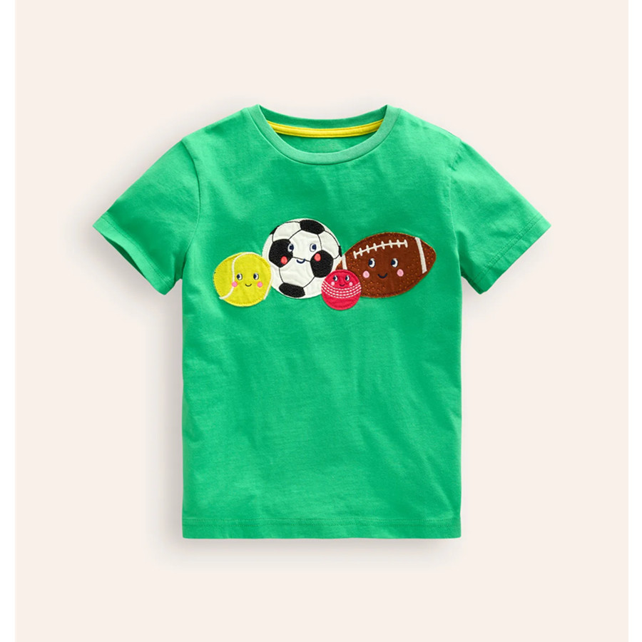 英国mini B BD童装代购 男童2024新款 绿色球贴花纯棉短袖T恤上衣