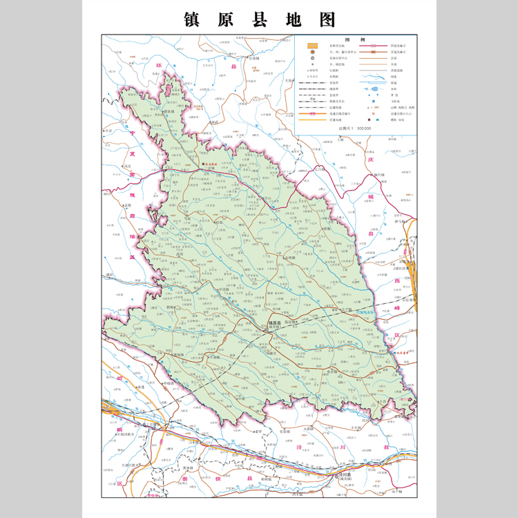 镇原县地图电子版设计素材文件