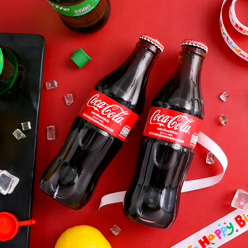 泰国进口零食可口可乐碳酸饮料Sprite青柠雪碧汽水玻璃瓶装250ml
