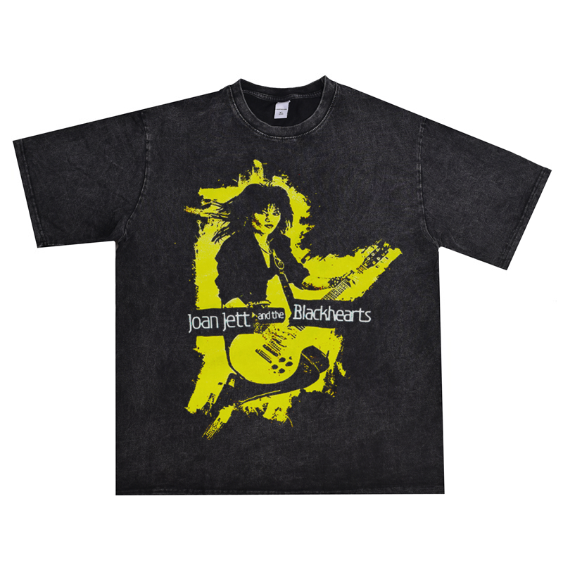 欧美女歌手硬摇滚朋克Joan Jett琼·杰特水洗做旧T恤短袖男女宽松