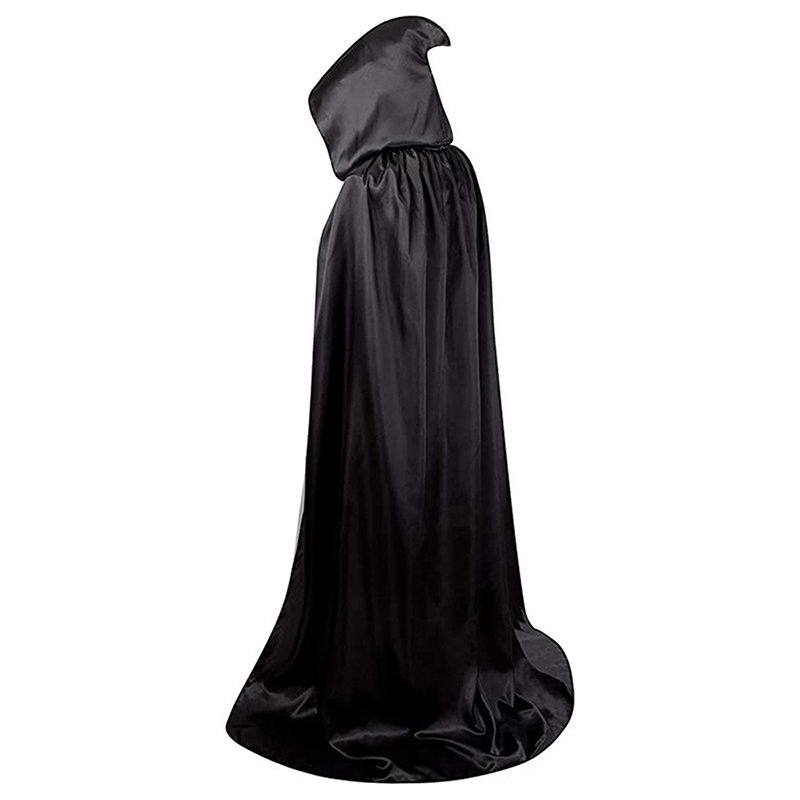 万圣节服装黑色死神披风斗篷道具带帽鬼节巫婆精灵成人披风1.7米