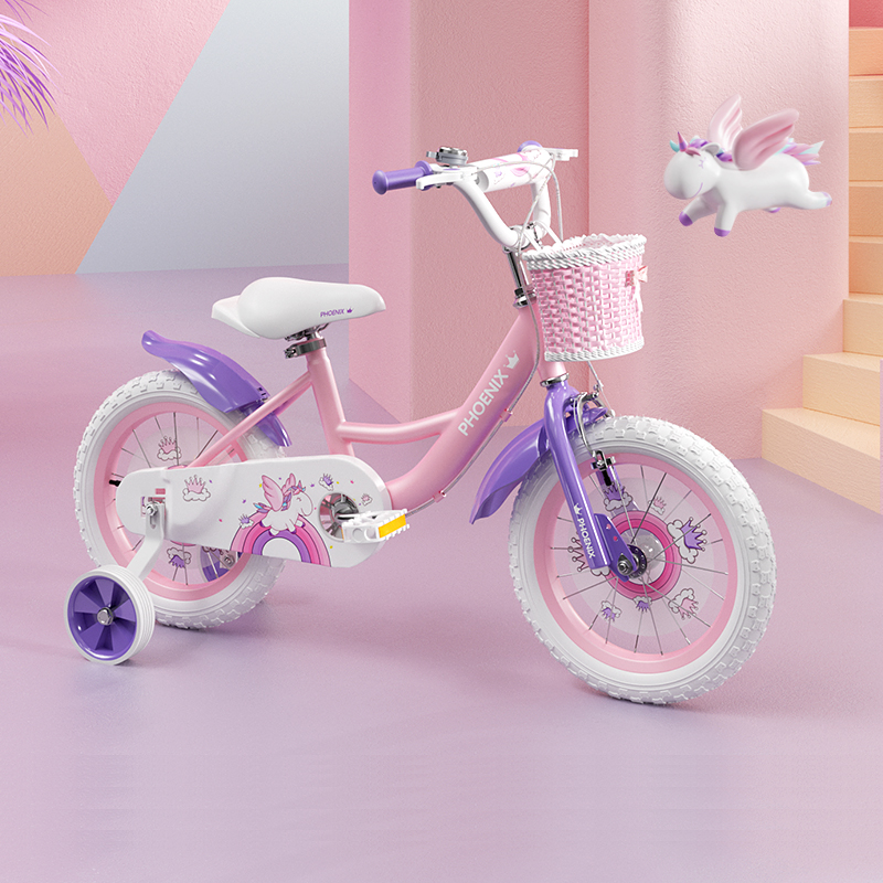 凤凰儿童自行车女孩宝宝单车2-3-6-8-10-12岁小孩女童童车公主款