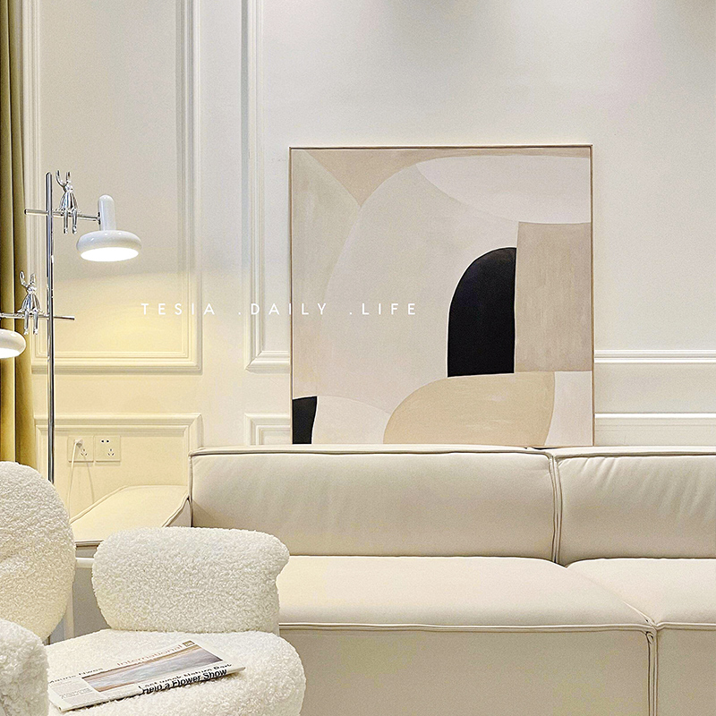 莫兰迪色系抽象双联组合装饰画客厅沙发背景壁画高级感房间挂画