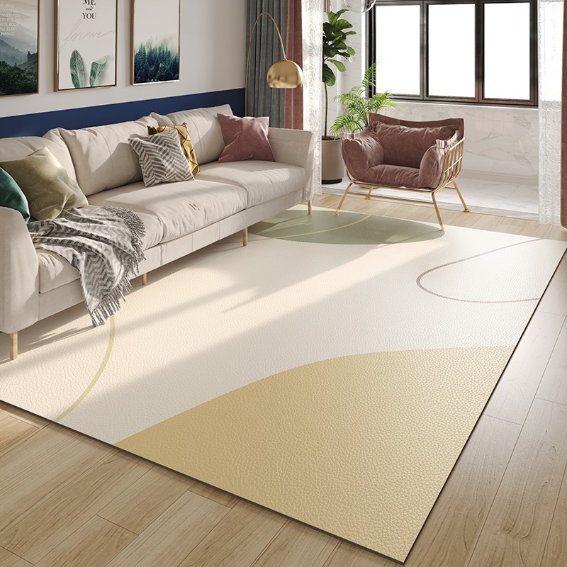莫兰迪暖色地毯客厅轻奢高级免洗可擦pvc茶几毯家用免打理地垫