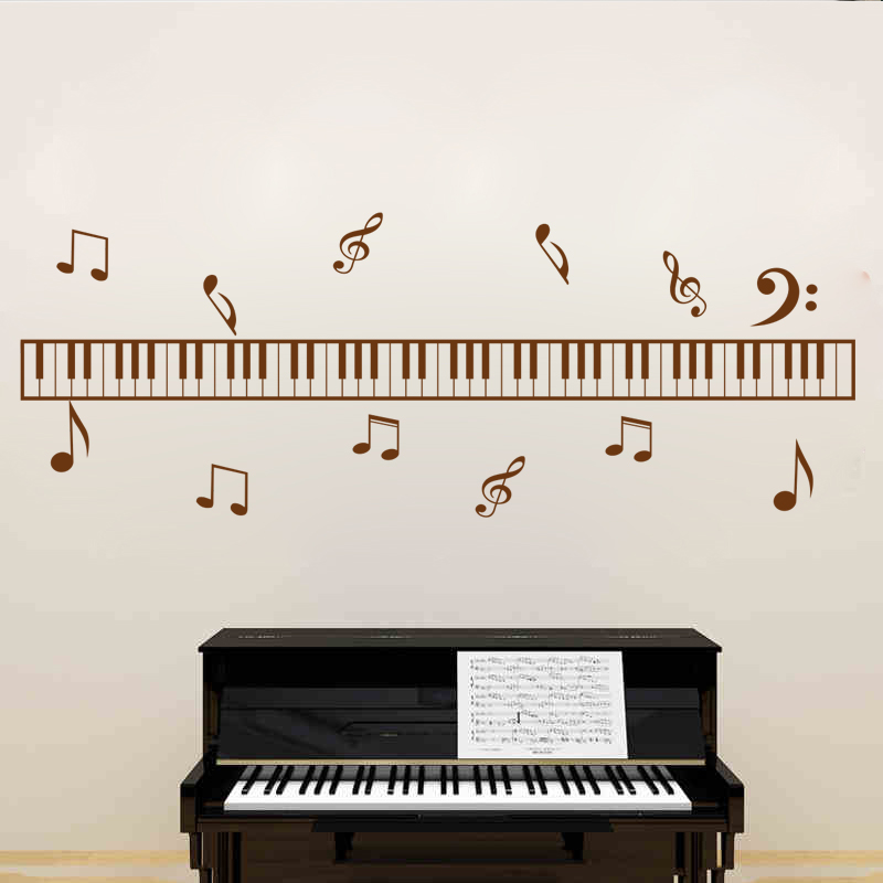 五线谱钢琴黑白键墙贴音乐符号背景墙装饰贴纸钢琴舞蹈培训中心贴