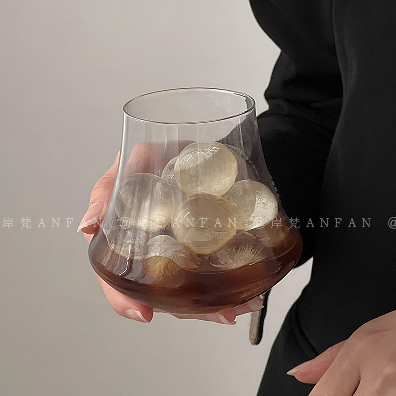 岸梵*单品咖啡杯ins风水滴杯威士忌酒杯饮品杯网红咖啡馆玻璃杯
