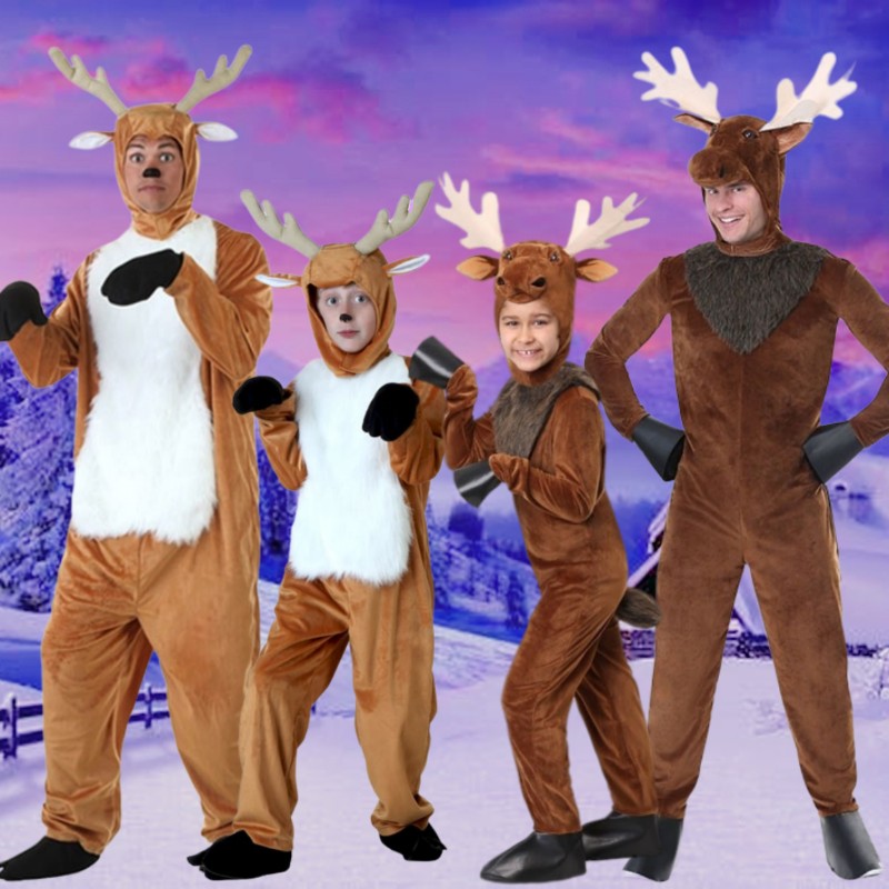 圣诞节服装儿童动物小鹿麋鹿驯鹿表演服饰成人梅花鹿演出服亲子装