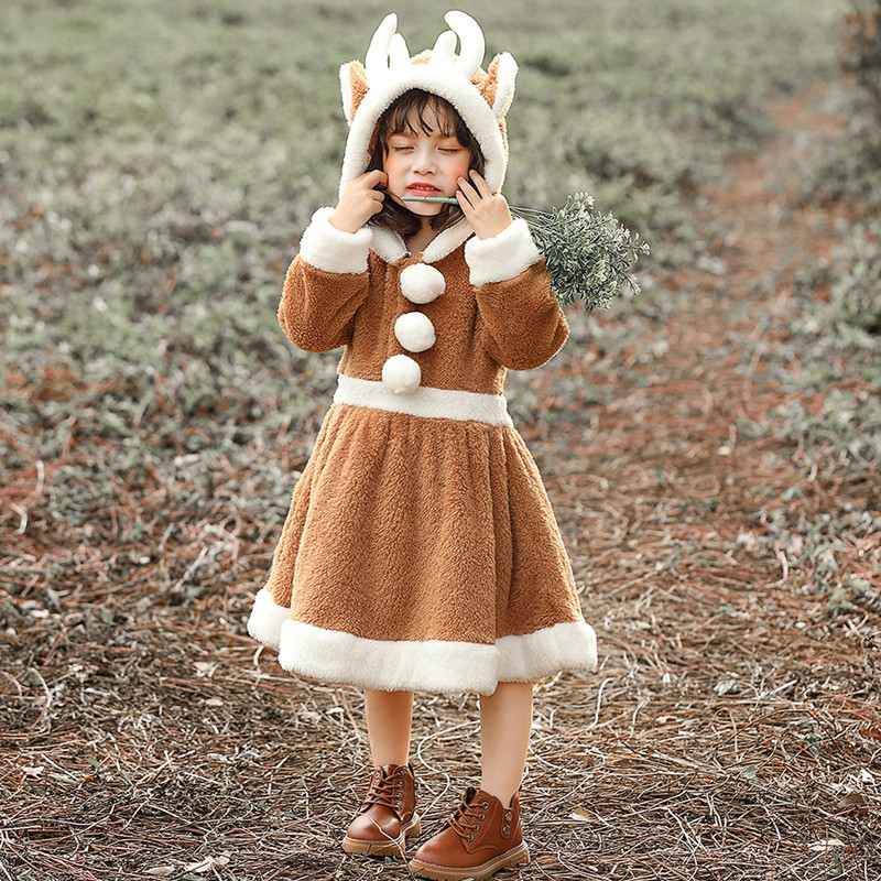 圣诞节儿童服装宝宝表演服圣诞主题衣服女童演出服小鹿麋鹿扮演服