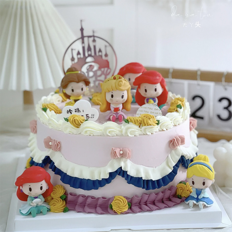 烘焙蛋糕装饰摆件Q版可爱公主冰雪城堡女孩生日网红儿童卡通插件