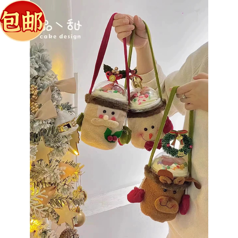 包邮圣诞节装饰圣诞老人雪人麋鹿手提袋包奶油桶蛋糕杯平安夜包装