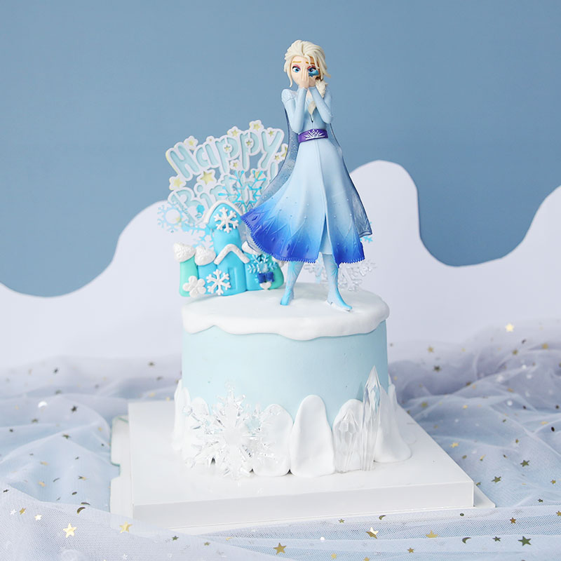 烘焙蛋糕装饰魔法冰雪公主女生生日蛋糕爱莎摆件童话主题派对装扮