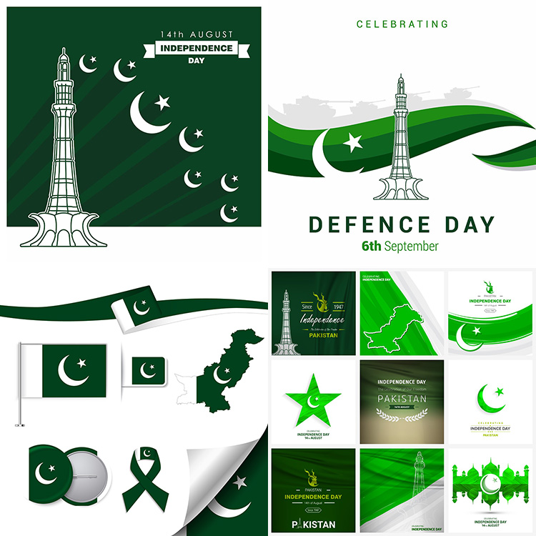 巴基斯坦背景 国家国旗地图独立日海报背景 AI格式矢量设计素材