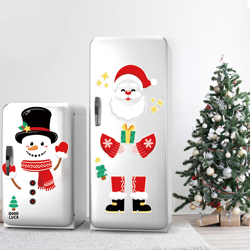 圣诞冰箱贴创意雪人贴纸画圣诞节装饰儿童diy卡通圣诞老人磁力贴