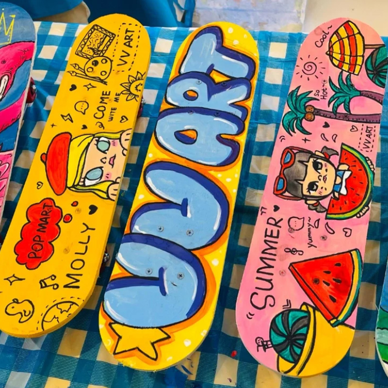 儿童涂鸦滑板手工DIY四轮白板滑板车绘画手绘画画板亲子互动创意