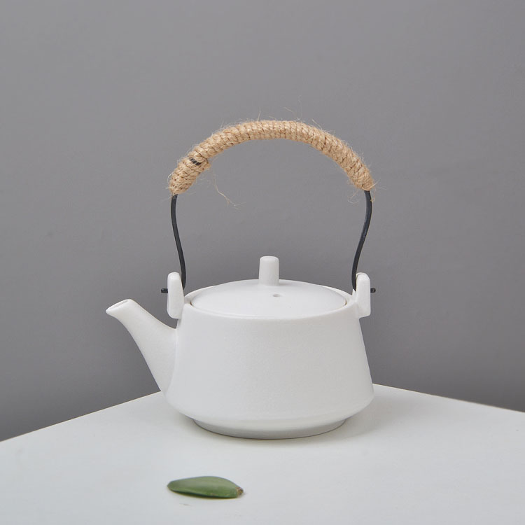 提梁壶儿童日式复古风陶瓷茶壶日式功夫茶具过滤瓷小号泡茶器盖子