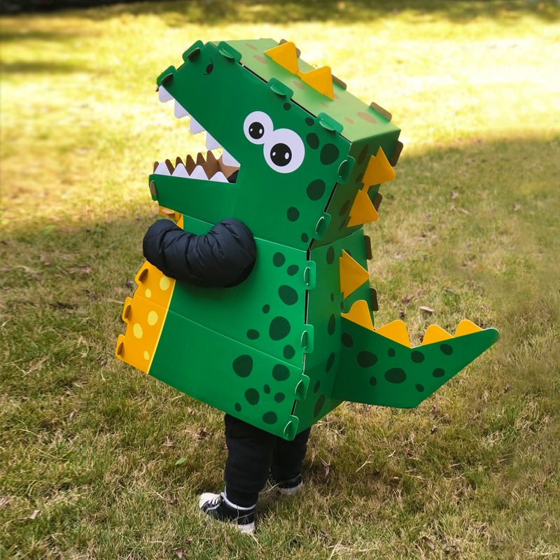 恐龙纸箱可穿戴玩具幼儿园儿童diy手工制作纸盒壳霸王龙纸片模型