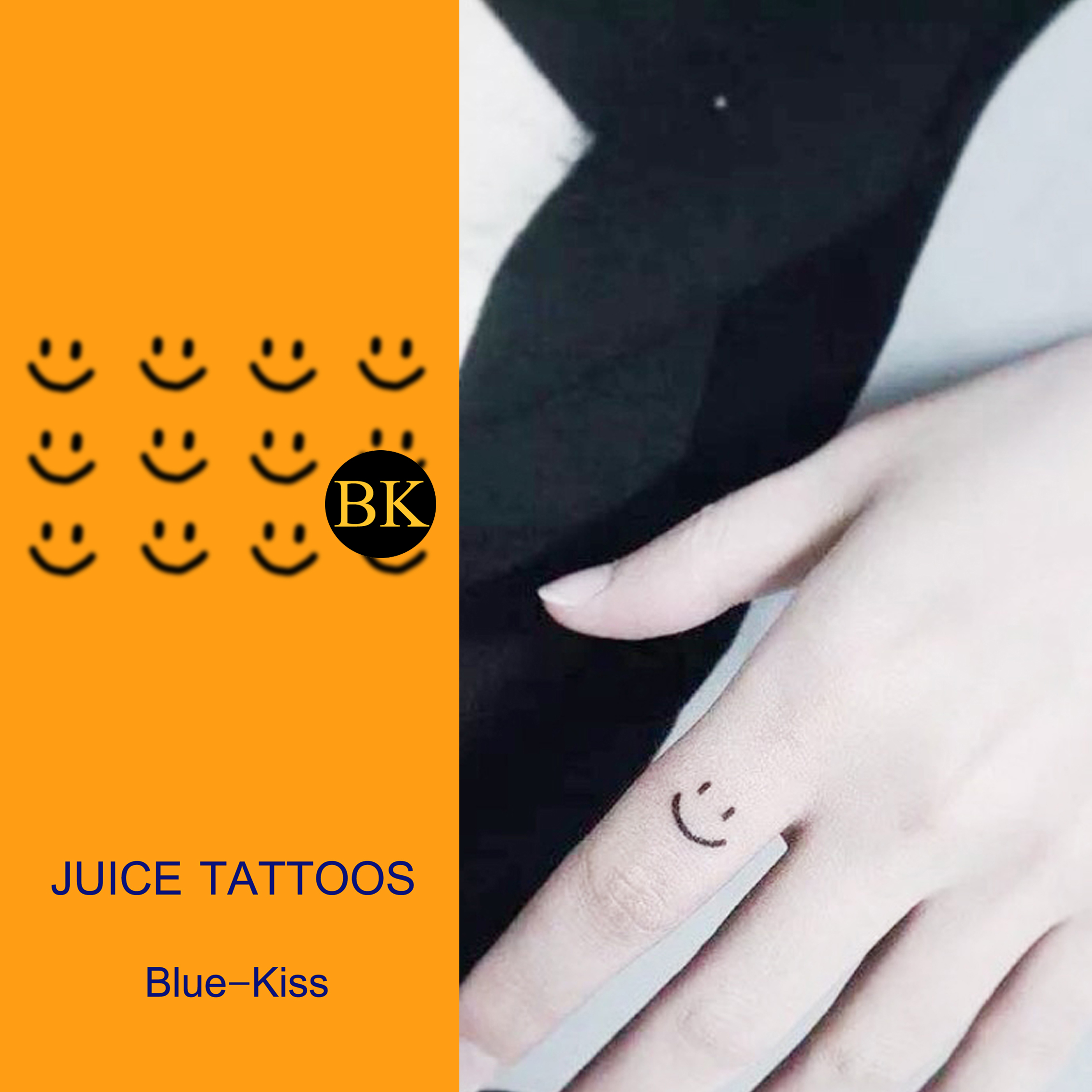BLUEKISS蓝吻 笑脸 可爱表情草本纹身贴果汁贴手指小图持久防水女