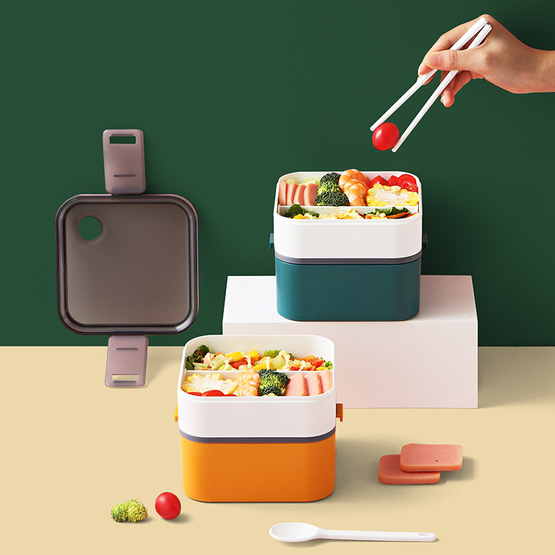 新款双层饭盒微波炉加热食堂学生专用便当盒减脂午餐盒方便携带型