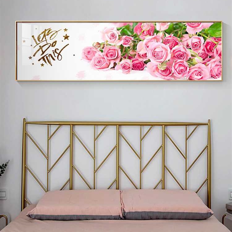 现货速发紫粉色床头画天鹅花卉房间主卧室玫瑰装饰画挂画背景墙壁