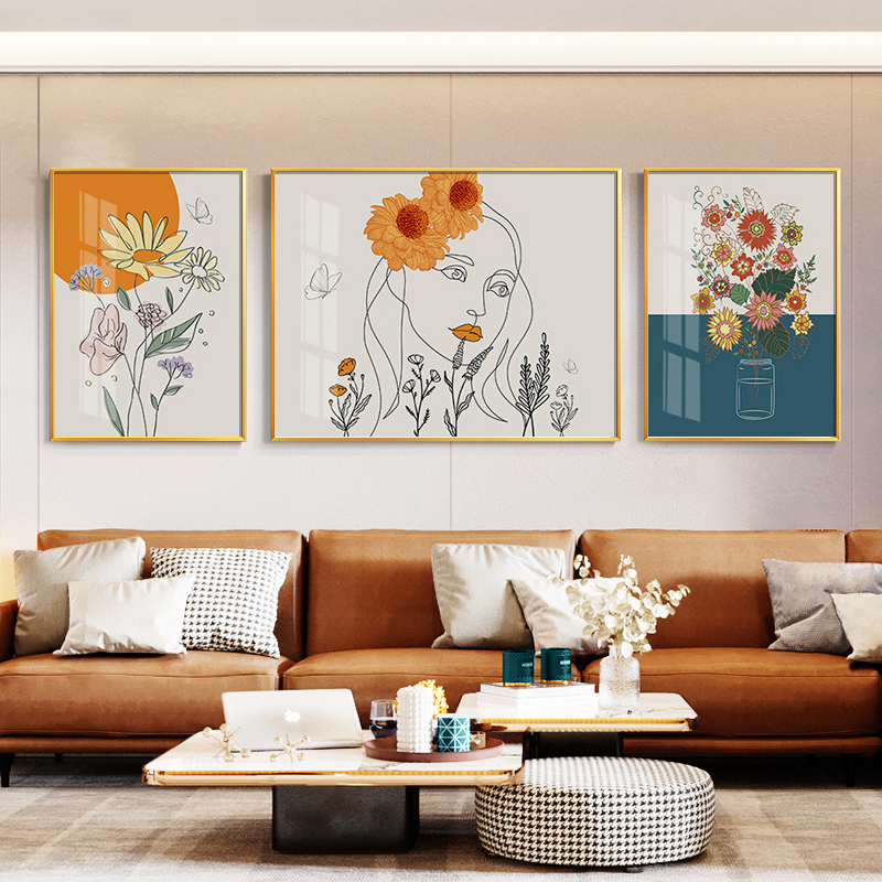 现货速发现代简约客厅装饰画花卉美女挂画壁画北欧风格沙发背景墙