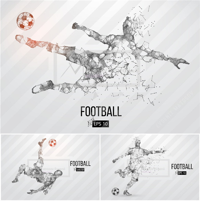 A0609矢量AI设计素材 抽象足球比赛运动员世界杯手绘插画含png