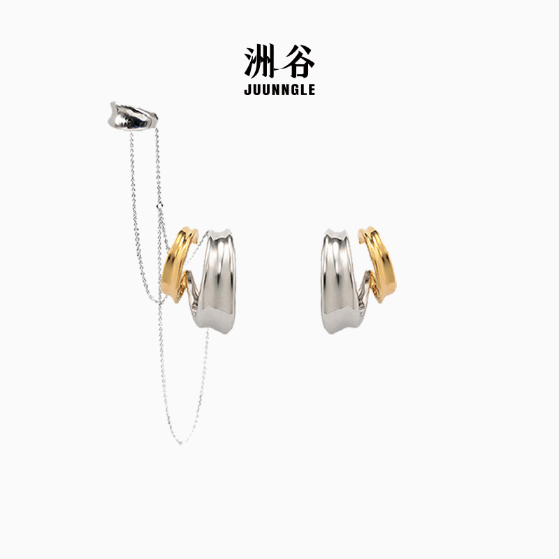 [喻言同款]Juunngle 洲谷拼色耳钉耳环女小众高级感耳饰520礼物