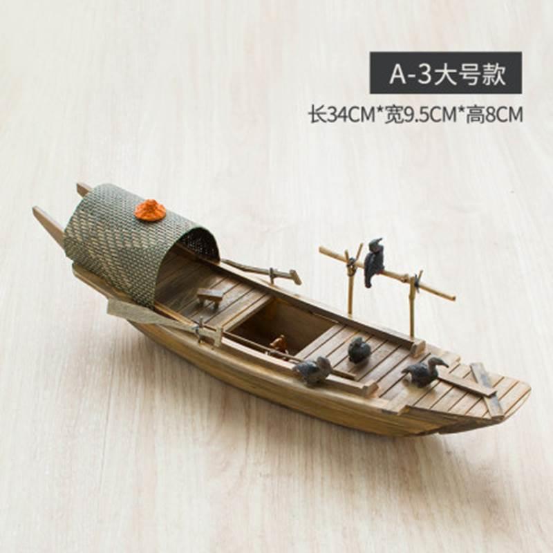 江南乌篷船可下水鱼缸水池造景微缩模型饰品纯手工迷你漂浮小木船