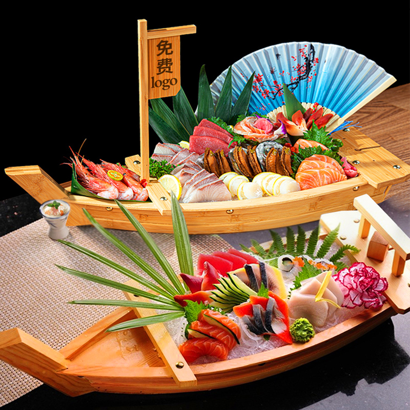 寿司船竹船木船日式刺身装饰盘网红海鲜姿造拼盘摆件竹制料理盘子