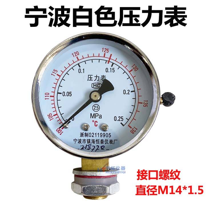 手提高0压消毒锅灭菌锅压力表0.25M-Pa带温度138度灭菌器用双刻度