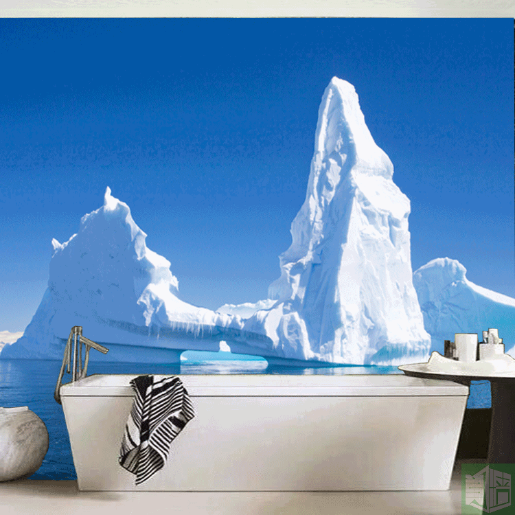 南极北极冰川主题大型壁画海洋冰山一角风景壁纸大海冰山墙纸