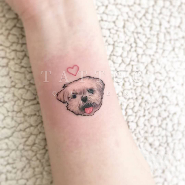 花臂少女TATTOO 109 可爱狗头动物少女小清新纹身贴 一张四个