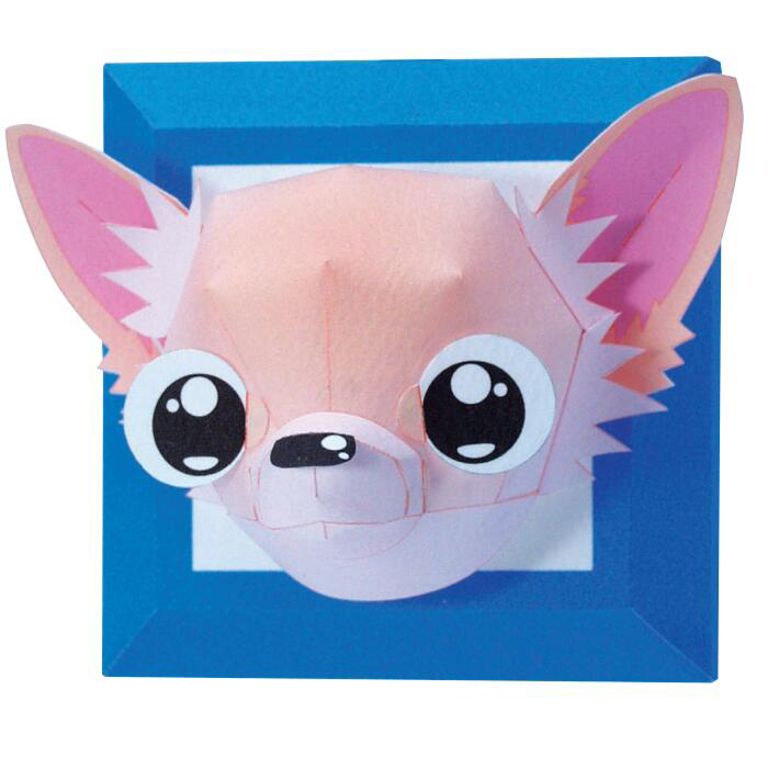 吉娃娃动物头像壁挂3d立体纸模型DIY手工制作儿童益智折纸玩具