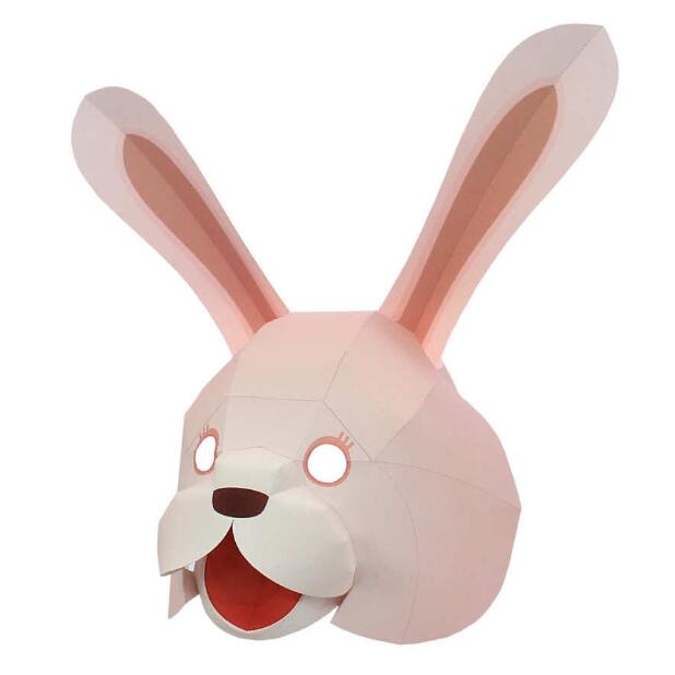 卡通动物小兔子面具头饰立体3D纸模DIY手工制作儿童折纸益智玩具