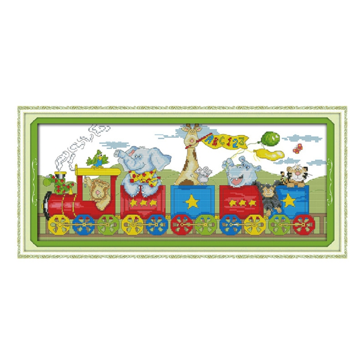 简单可爱小件十字绣男女孩子卧室幼儿园卡通动物童年图案幸福火车