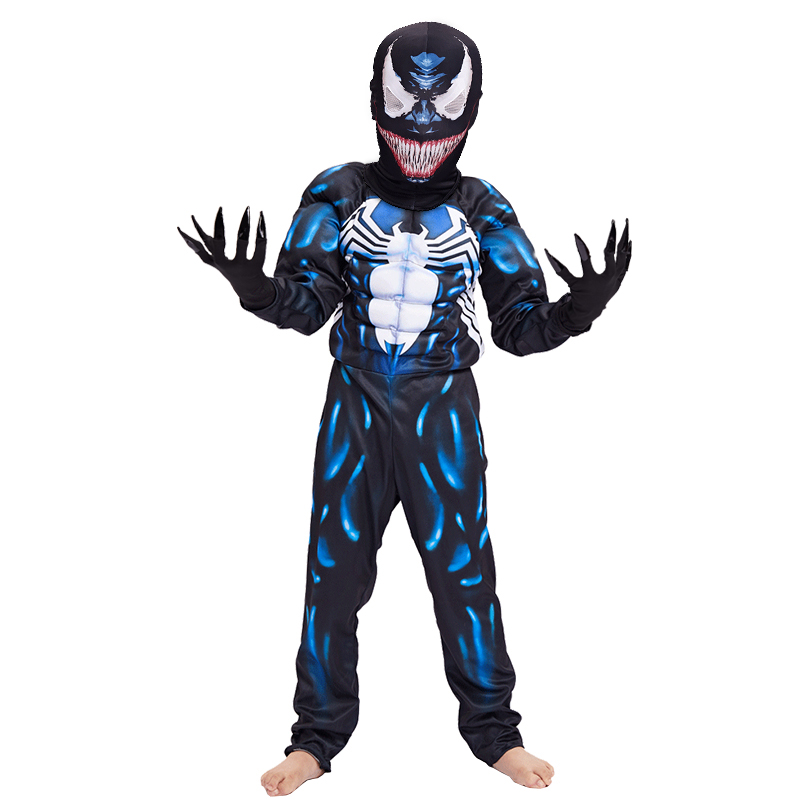 儿童节毒液六一幼儿连体紧身肌肉蜘蛛侠英雄角色演出cosplay服装