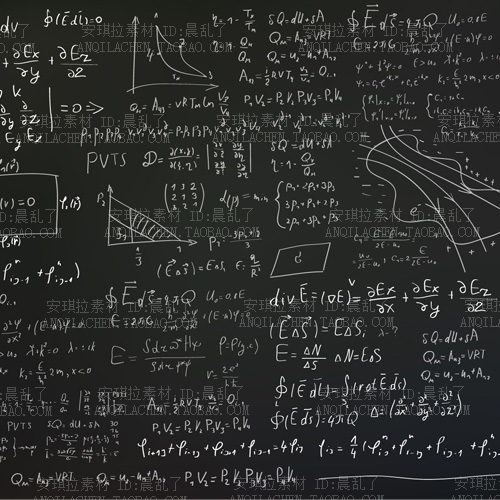 数学题目数学公式卡通手绘几何小黑板背景矢量EPS设计素材