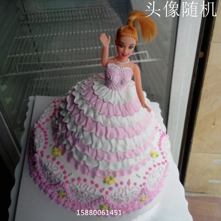 32芭比公主生日蛋糕店双层创意福州连江福清长乐永泰罗源同城配送