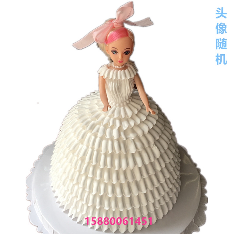 全国同城七夕芭比公主娃娃闺蜜女孩生日蛋糕福州北京个性创意定制