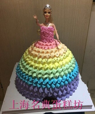 上海生日蛋糕配送芭比娃娃儿童卡通芭比公主创意卡通同城送货上门