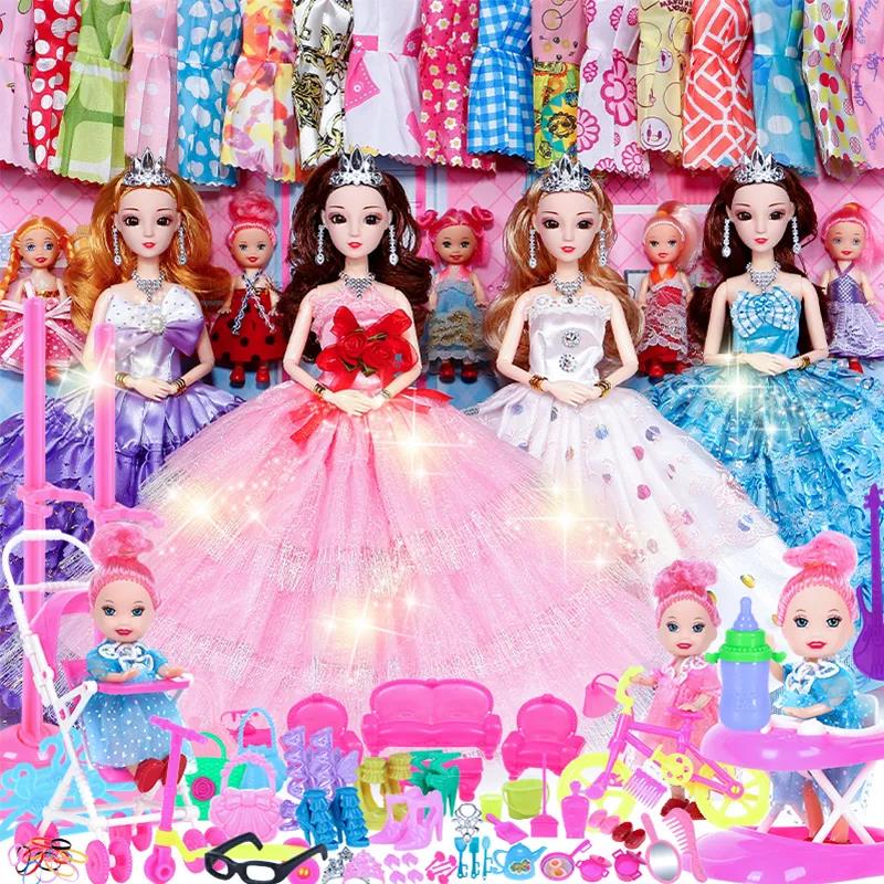 巴比娃娃比套装大礼盒公主小女孩儿童玩具衣服生日礼物婚纱裙子布